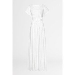 Esse Gathered Front White Maxi Dress Poplin 6 NWT